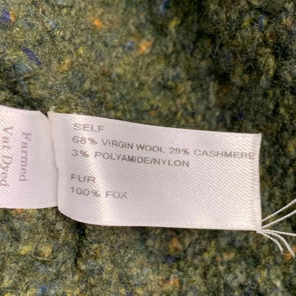 CAROLINA HERRERA Size XS Green Virgin Wool Cashmere Blend Cable Knit Coat - Picture 7 of 7